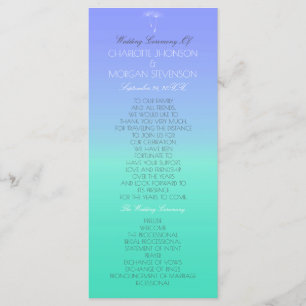Caribbean Ocean Pastel  Ombre Wedding Program Programme