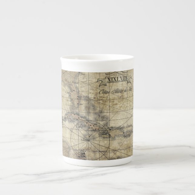Caribbean - old map bone china mug (Front)