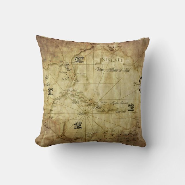Caribbean - old map cushion (Front)