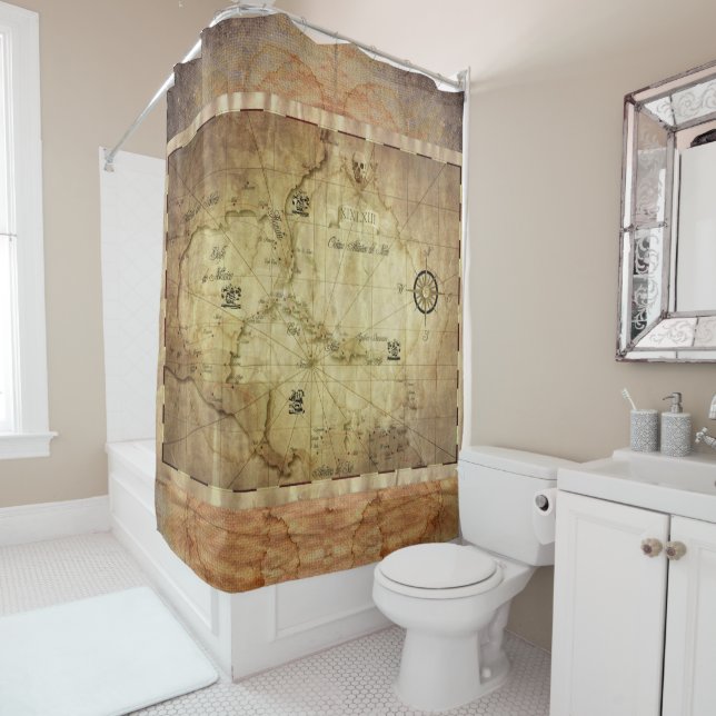 Caribbean - old map... shower curtain (In Situ)