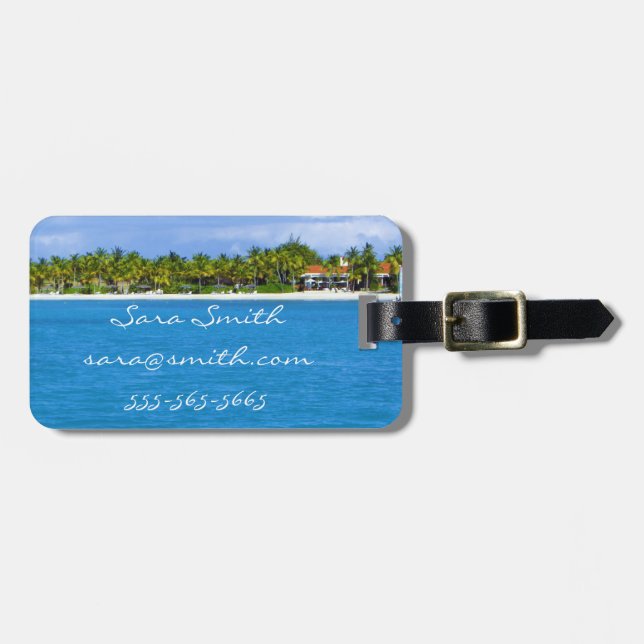 Caribbean Paradise Luggage Tag - Customisable (Front Horizontal)