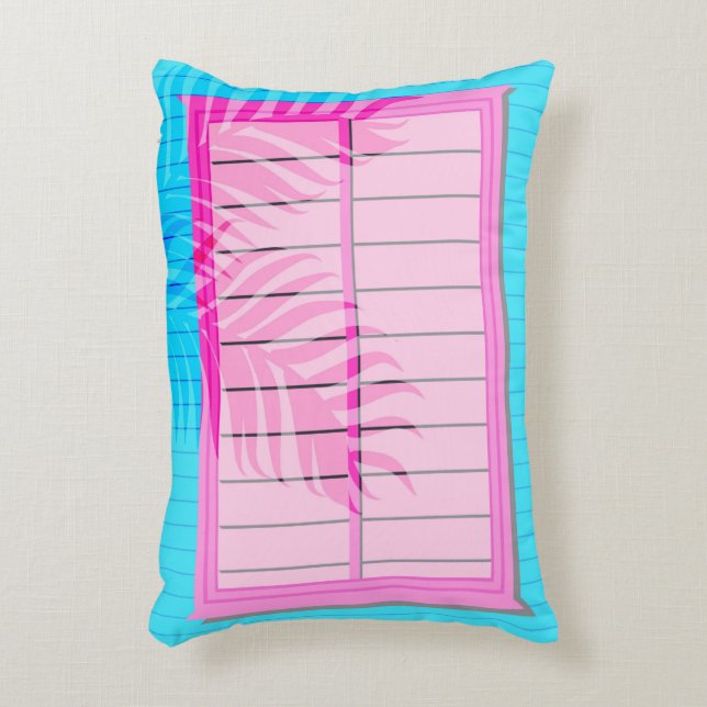 Caribbean Pastel Pink Blue Beach House Windows Decorative Cushion (Front(Vertical))
