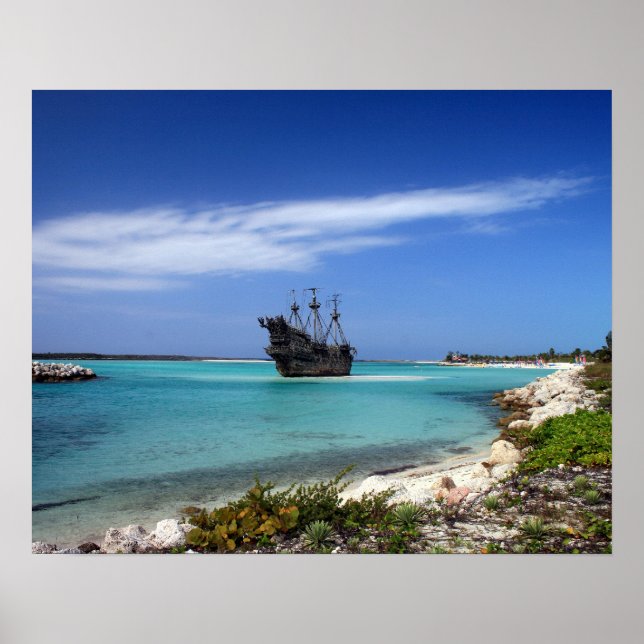 Caribbean Pirate Ship Poster (Front)