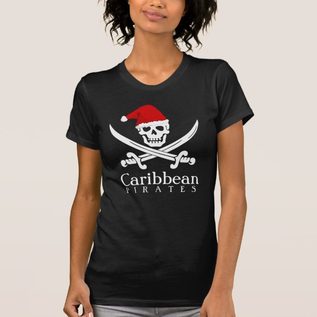 Caribbean Pirates Christmas Scull Shirt for Girls (Front)