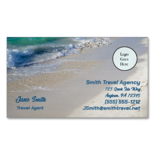 Caribbean Sea Beach Scene Logo Magnetic Business Card