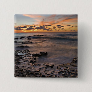 Caribbean Sea, Cayman Islands. Crashing waves 2 15 Cm Square Badge