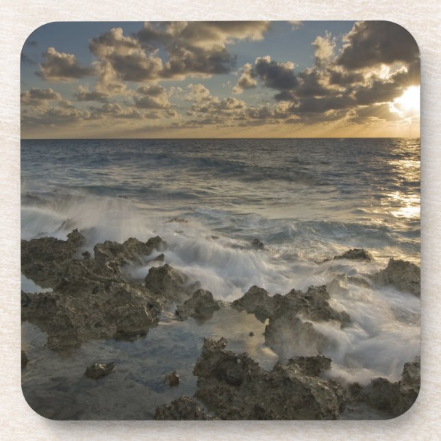 Caribbean Sea, Cayman Islands.  Crashing waves 2 Coaster (Front)