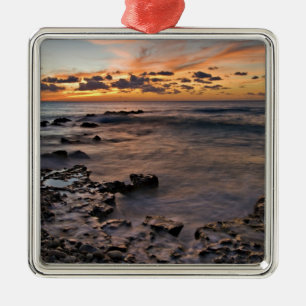 Caribbean Sea, Cayman Islands. Crashing waves 2 Metal Tree Decoration