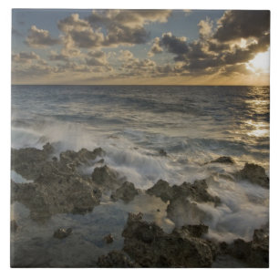 Caribbean Sea, Cayman Islands. Crashing waves 2 Tile