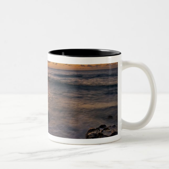 Caribbean Sea, Cayman Islands. Crashing waves 2 Two-Tone Coffee Mug (Right)