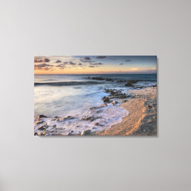 Caribbean Sea, Cayman Islands. Crashing waves Canvas Print (Front)