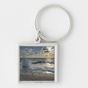 Caribbean Sea, Cayman Islands.  Crashing waves Key Ring