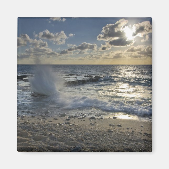 Caribbean Sea, Cayman Islands.  Crashing waves Magnet (Front)