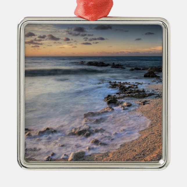 Caribbean Sea, Cayman Islands. Crashing waves Metal Tree Decoration (Front)