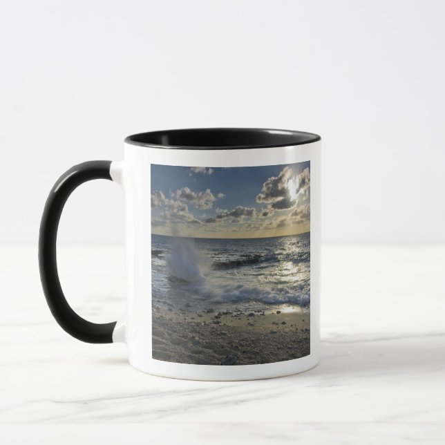 Caribbean Sea, Cayman Islands.  Crashing waves Mug (Left)