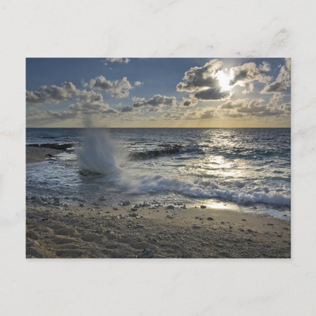 Caribbean Sea, Cayman Islands.  Crashing waves Postcard (Front)