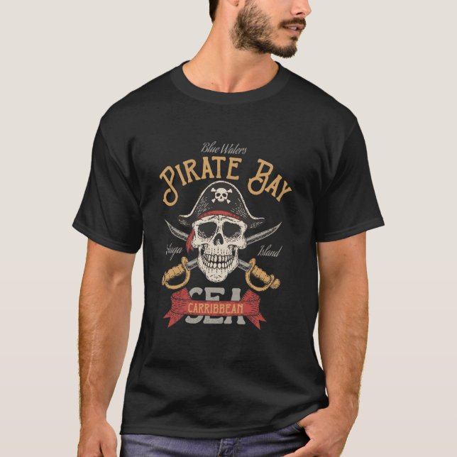 Caribbean Sea Crossbones Pirate T-Shirt (Front)