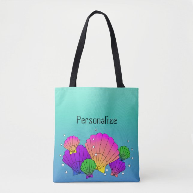 Caribbean Sea Shells with Bubbles Tote Bag (Front)