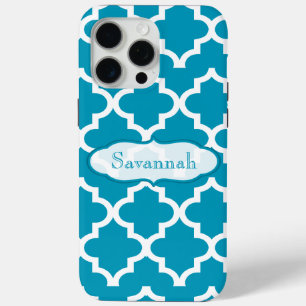 Caribbean Sky Blue Moroccan Personalised iPhone iPhone 15 Pro Max Case