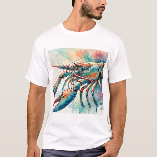Caribbean Spiny Lobster 280624AREF121 - Watercolor T-Shirt (Front)