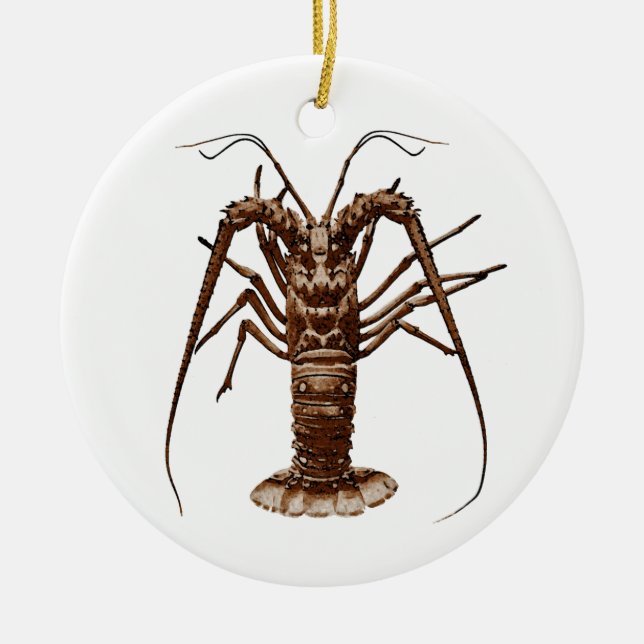 Caribbean Spiny Lobster Ceramic Tree Decoration (Front)