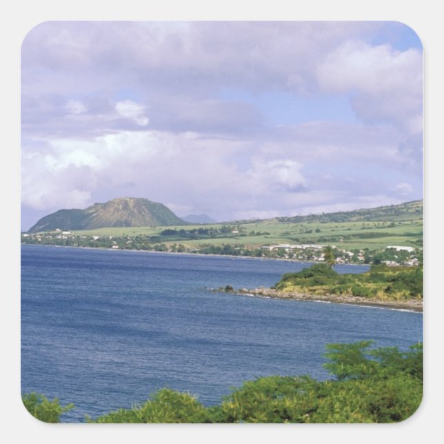 Caribbean, St. Kitts, Roseau. Coast. Square Sticker (Front)