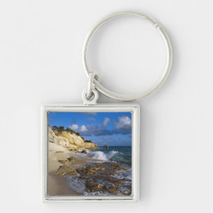 Caribbean, St. Martin, Cliffs at Cupecoy beach Key Ring