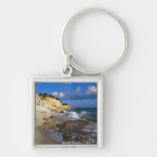 Caribbean, St. Martin, Cliffs at Cupecoy beach Key Ring (Front)