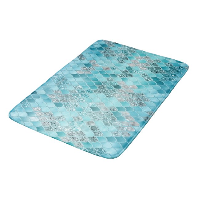Caribbean Summer Mermaid Scales 1 Bath Mat (Angled)