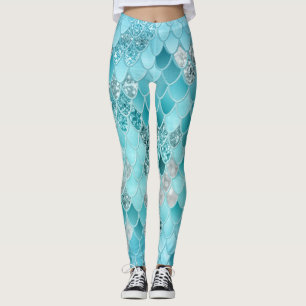 Caribbean Summer Mermaid Scales 1 Leggings