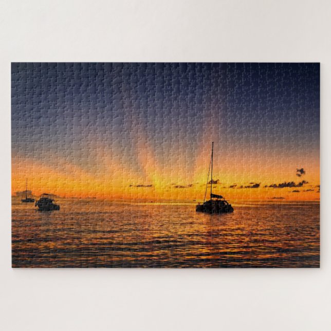 Caribbean Sunset Sailboat Puzzle (Horizontal)