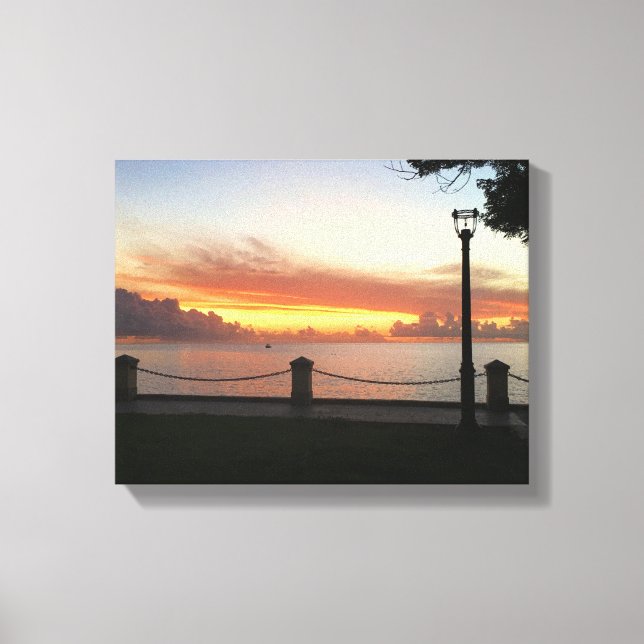 Caribbean Sunset Tropical Personalise Canvas Print (Front)