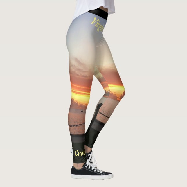 Caribbean Sunset Tropical Personalise Leggings (Right)