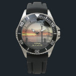 Caribbean Sunset Tropical Watch<br><div class="desc">Caribbean Sunset Tropical Personalise Watch. Enjoy the beauty of a glowing evening Sunset every day from the Caribbean Island.
Beautiful Sunset from St. Croix US Virgin Islands on the waterfront. It can be customised to suit your occasions, events or place.
© Denise Bennerson, photographer</div>