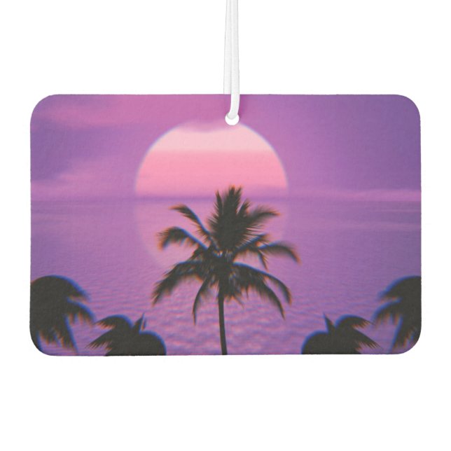 Caribbean Sunset Vaporwave Aesthetic Retro 80s 90s Car Air Freshener (Front)