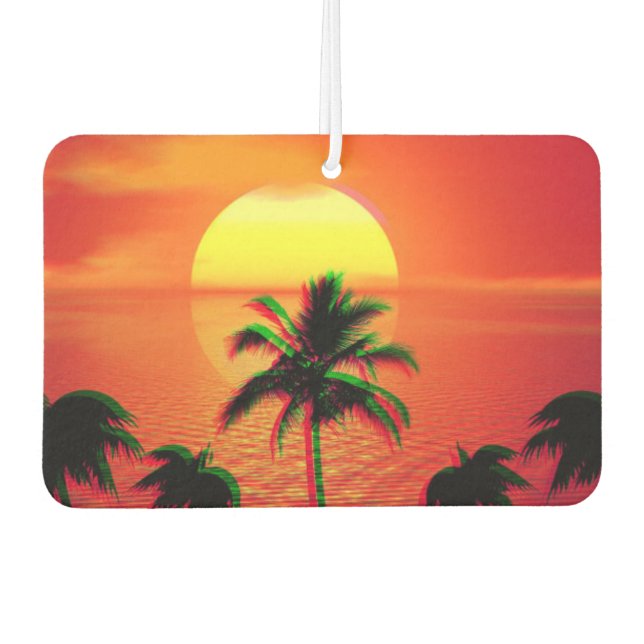 Caribbean Sunset Vaporwave Aesthetic Retro 80s 90s Car Air Freshener (Front)