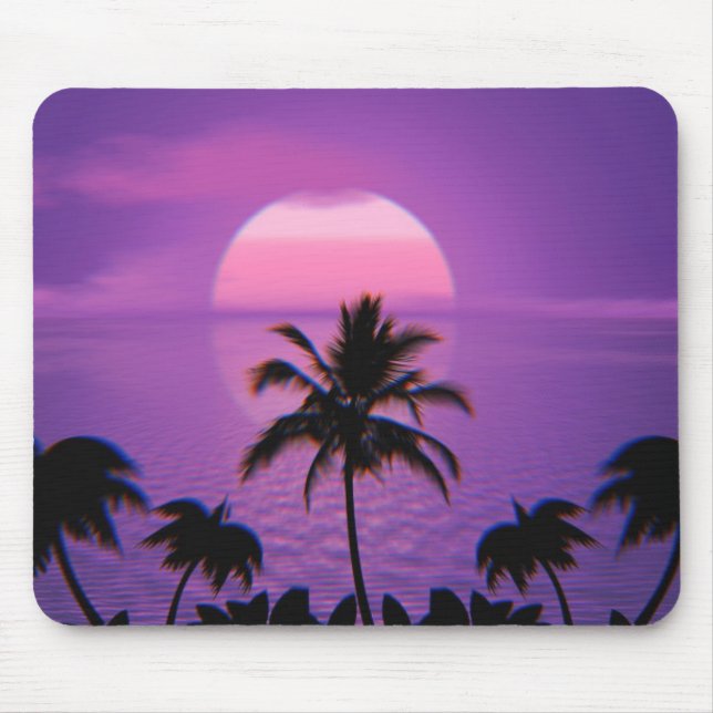 Caribbean Sunset Vaporwave Aesthetic Retro 80s 90s Mouse Pad (Front)