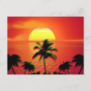Caribbean Sunset Vaporwave Aesthetic Retro 80s 90s Postcard