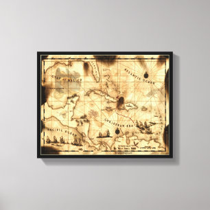Caribbean Treasure Map Canvas Print