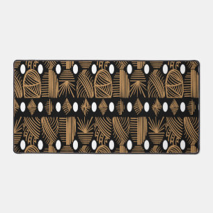 Caribbean Tribal Mudcloth: Black, White, Gold Desk Mat