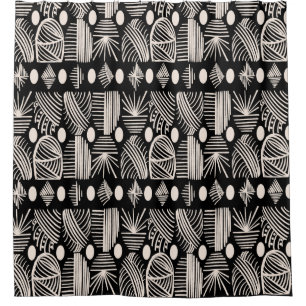 Caribbean Tribal Mudcloth: Black, White, Shower Curtain