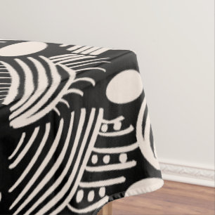Caribbean Tribal Mudcloth: Black, White, Tablecloth