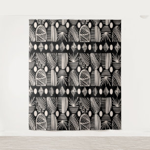 Caribbean Tribal Mudcloth: Black, White, Tapestry