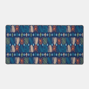 Caribbean Tribal Mudcloth: Festive Blue, Orange Desk Mat