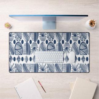 Caribbean Tribal Mudcloth: Navy Blue, White Desk Mat