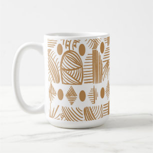 Caribbean Tribal Mudcloth: White, Gold Coffee Mug
