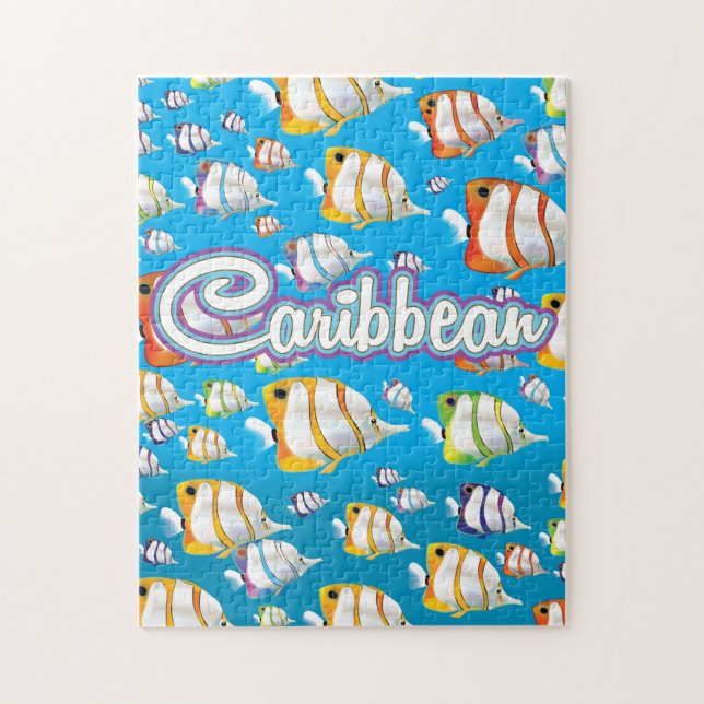 Caribbean tropical fish Travel Poster. Jigsaw Puzzle (Vertical)