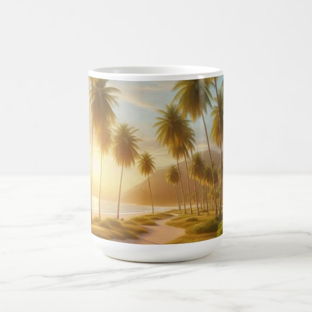 Caribbean/tropical/Hawaiian beach sunset Coffee Mug (Center)