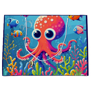 Caribbean/tropical/Hawaiian cute octopus Large Gift Bag