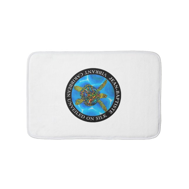 Caribbean unveiled on silk. - Rainbow Sea Turtle Bath Mat (Front)